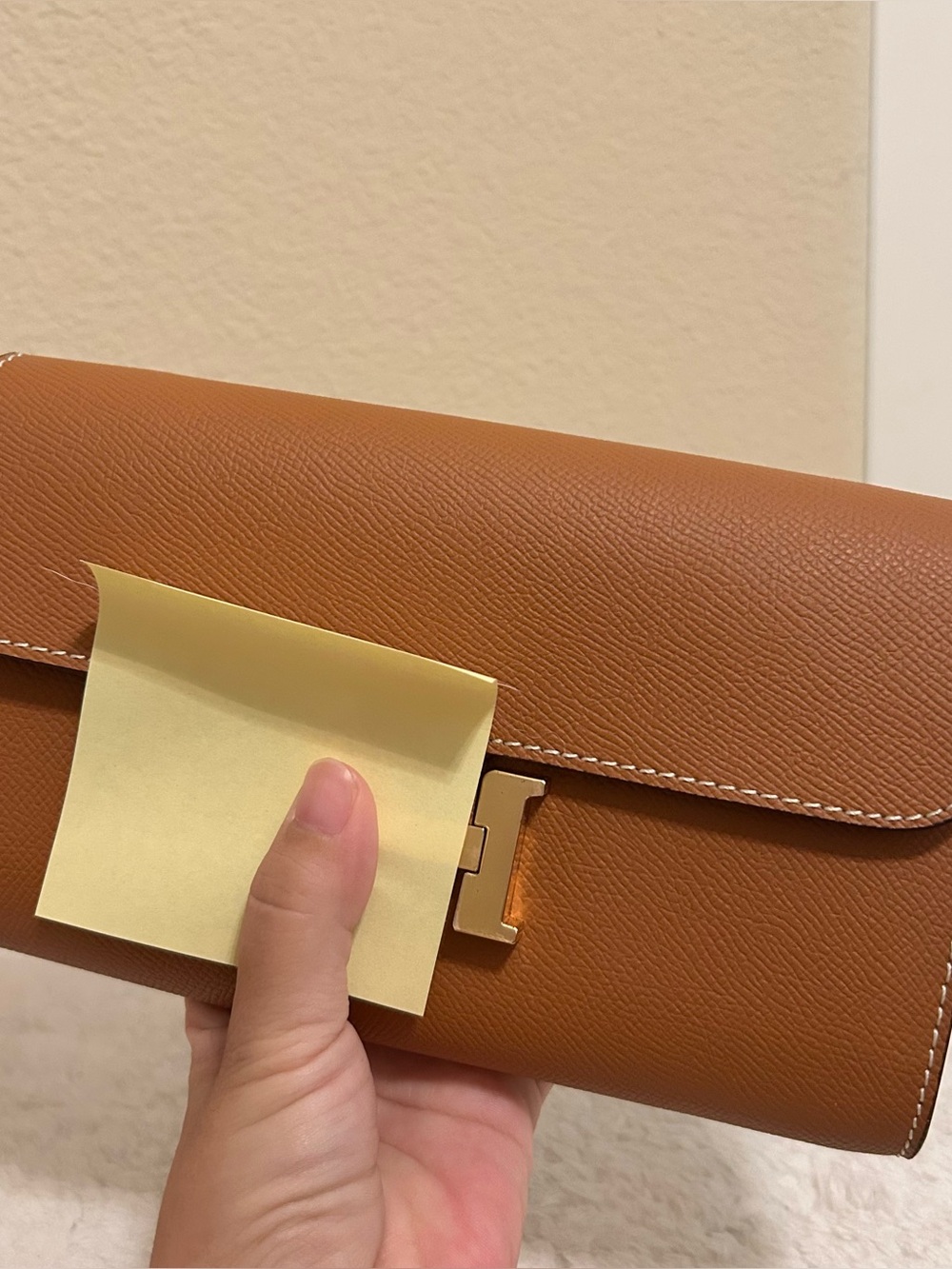 Caramel Brown Clutch Wallet with Gold Hardware